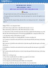 Đề số 8 – Đề kiểm tra học kì 2 – Sinh 11